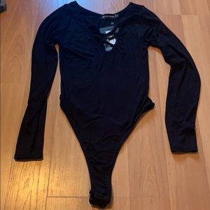 Black lace up bodysuit
